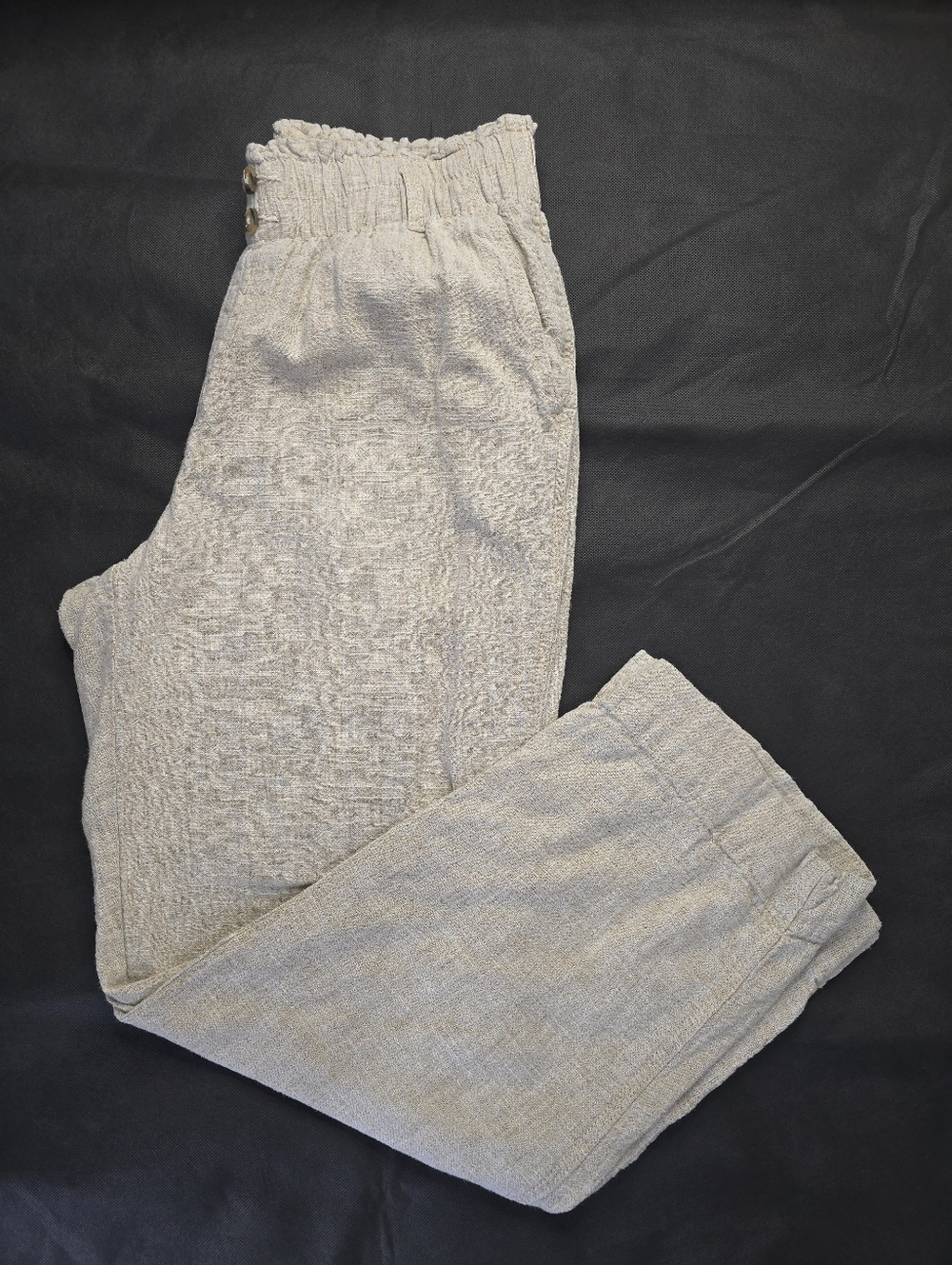 Briggs Beige Linen Blend Pants Elastic Waist Pull On Casual Relaxed Fit M